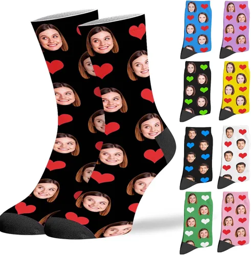 Vista 12 de D-Story Custom Face Socks with Photo Novelty Crew Sock Personalized Gift 01