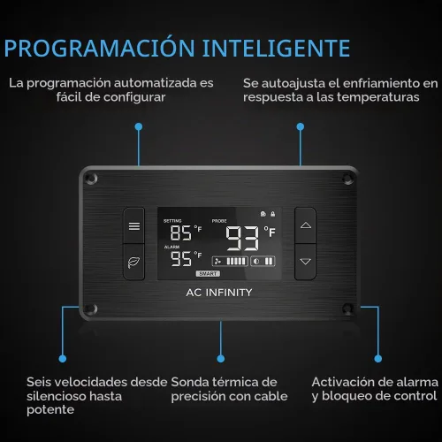 Vista 2 de Ventilador de refrigeración termostato AC Infinity CONTROLLER 2, con controlador de velocidad, para gabinete de cine en casa con medios AV