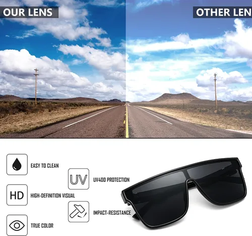 Vista 6 de FEISEDY Gafas de sol de moda planas de gran tamaño para mujeres y hombres UV400 B2996