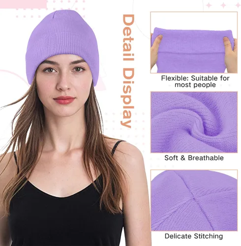 Vista 2 de American Trends Gorro para hombre y mujer, gorro de punto suave y lindo con diseño de calavera