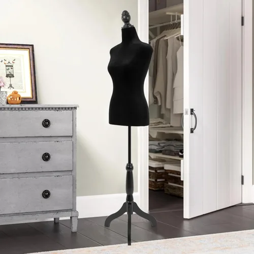 Vista 8 de Maniquí femenino, torso de maniquí, medio cuerpo, 49.6-63.4 pulgadas, modelo de vestido de costura, soporte de maniquí de exhibición