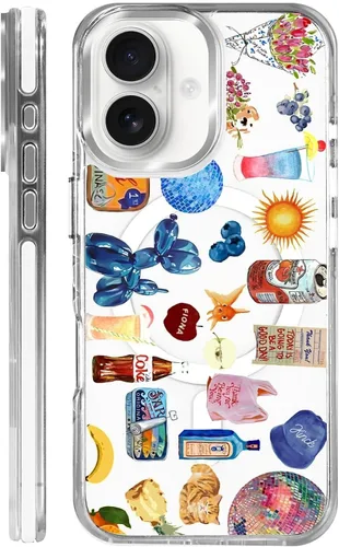 Vista 15 de Funda para iPhone 13 Pro, transparente con bonito patrón de tiburón azul, compatible con Magsafe funda protectora suave para mujeres y niñas (blanco)