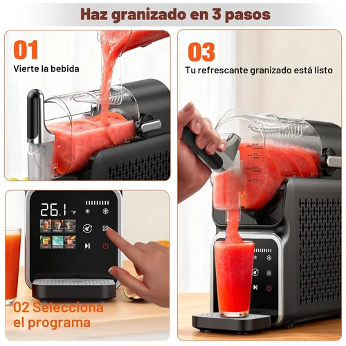 Vista 4 de Máquina de granizado sin necesidad de hielo, limpieza automática, 220 W, máquina de bebidas congeladas rápidas con 6 programas preestablecidos