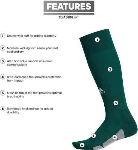 Vista 2 de Calcetines de compresión para todo uso unisex Adidas, calcetines deportivos para hombres, mujeres, niños y niñas, compatibles con NCAA, paquete de 1