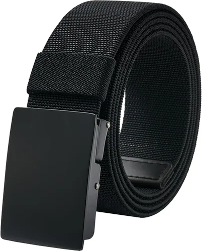 Vista 10 de Cinturón casual para hombre, cinturón de trabajo elástico con hebilla de metal, correa de cintura ajustable, fácil de recortar para adaptarse a