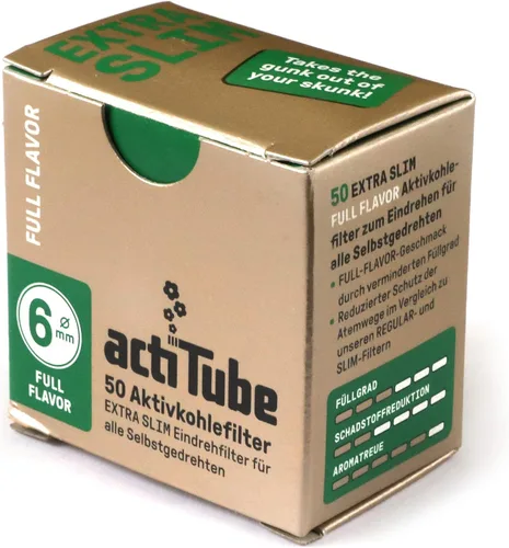 Vista 2 de actiTube Filtro de carbón activo extra delgado dorado 0.236 in Pack de 50 1.76 oz
