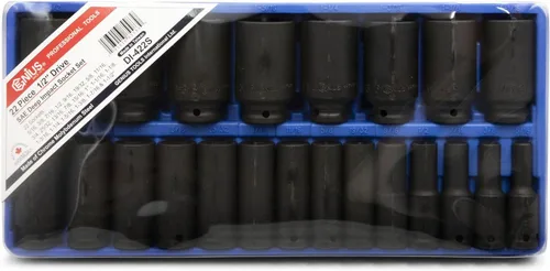 Vista 2 de Genius Tools Juego de dados de impacto profundo Dr. SAE de 22 piezas de 1/2" DI-422S