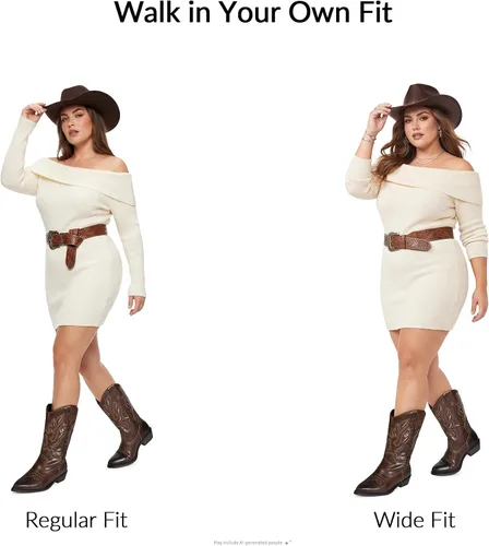 Vista 4 de mysoft Botas vaqueras para mujer, botas vaqueras de tacón grueso a media