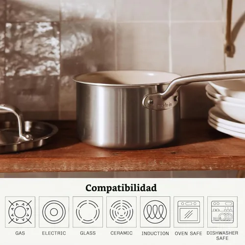 Vista 5 de Made In Cookware - Juego de utensilios de cocina antiadherentes de cerámica (mango inoxidable), revestimiento de 5 capas, incluye sartén