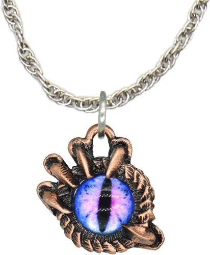 Vista 10 de Collar con colgante gótico, dragón de fantasía, Yin Yang, nórdico vikingo para regalo, estaño, cobre, oro, incluye cadena de plata de 24 pulgadas