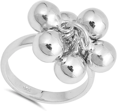 Vista 2 de Bead Bola y cadena para colgar Encanto Anillo Nueva Banda De Plata De Ley 925. Tamaños 510