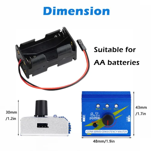 Vista 4 de Servo probador digital de 3 canales ESC Checker CCPM Control de velocidad de consistencia + 4 celdas AA estuche de soporte de batería