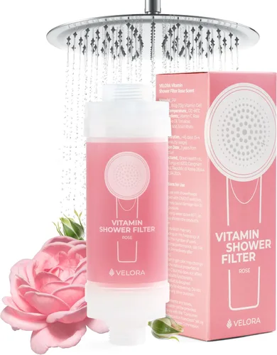 Vista 8 de VELORA Filtro de ducha con vitamina C – Filtro de agua de ducha de aromaterapia con aroma a bosque y suavizante – Accesorio universal para cabezal