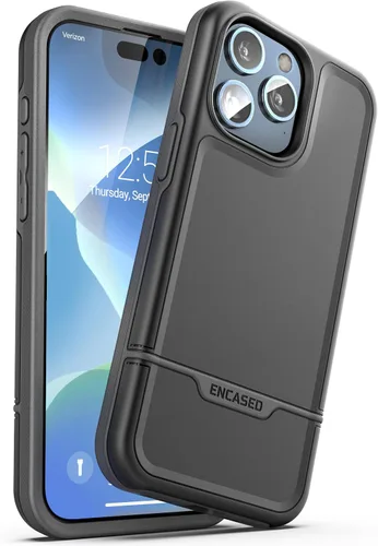 Vista 29 de ENCASED Funda a prueba de golpes compatible con iPhone 14, funda ultra protectora resistente para teléfono, serie Rebel (negro)