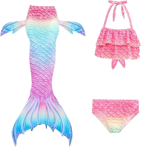 Vista 2 de Kakawayi traje de baño de 3 piezas, diseño de cola de sirena, para niñas