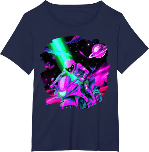 Vista 13 de Camiseta de motociclista espacial para motociclista astronauta, Negro, S