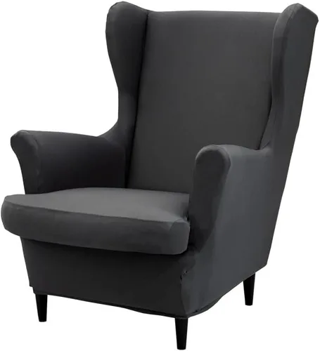 Vista 12 de Fundas para silla Wingback, 2 piezas, fundas elásticas para sillón de ala de color sólido con parte inferior elástica, protector de muebles
