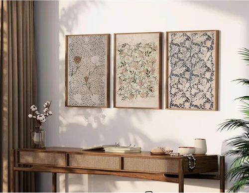 Vista 5 de Tanmart Arte de pared botánico vintage, lienzo floral antiguo, arte de pared, impresiones de flores neutrales, póster vintage de granja, pintura