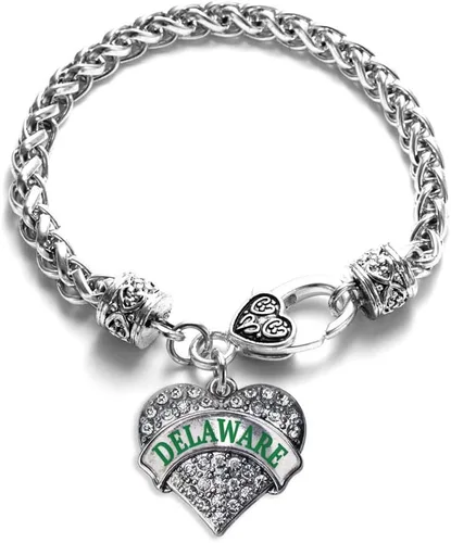 Vista 33 de Pulsera de plata con dije de corazón pavé con joyas de circonita cúbica