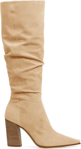 Vista 4 de PiePieBuy - Botas altas hasta la rodilla de gamuza sintética para mujer, con punta, tacón alto y grueso, cremallera lateral, botas para fiesta