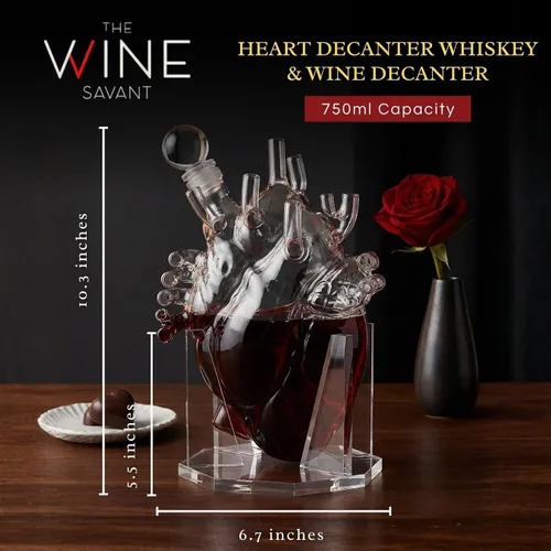 Vista 6 de Heart Decanter - Juego de decantador de whisky y vino, aireador de órganos, con texto en inglés «That Someone You Love», regalo para médicos