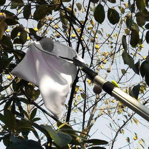 Vista 2 de Cesta de metal para recoger frutas con hojas en forma de 2 V, recogedor de frutas para cosecha, herramientas de hardware de jardín agrícola