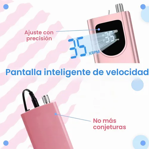 Vista 4 de Delanie Taladro de uñas eléctrico profesional 35000 RPM para uñas de gel Oro rosa