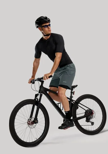 Vista 6 de Bikewa - Pantalones cortos de ciclismo de montaña para hombre, con acolchado 3D, ajuste holgado, con bolsillos con cremallera