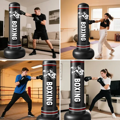 Vista 7 de Punching Bag for Adults with Stand, 74.8'' Free Standing Heavy Boxing Bag with Gloves and Pump for Men Women Teen Boys Girls Kickboxing Beginners
