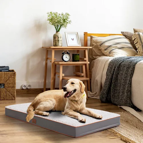 Vista 10 de Cama ortopédica para perros grandes - Gran cama impermeable para jaula de perro con funda extraíble y lavable, soporte de espuma tipo caja