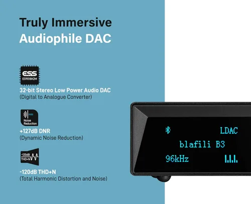 Vista 6 de B3 Profesional Receptor de Música XLR Bluetooth v5.1, Transmisor LDAC y aptX HD, DAC ESS Integrado, RCA Analógico, Salidas Ópticas Digitales
