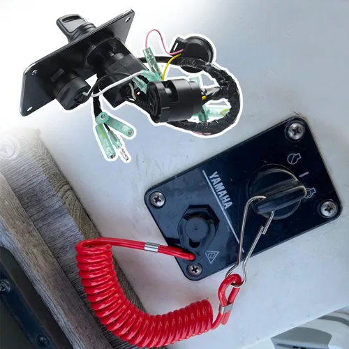 Vista 6 de Panel de interruptores principal Conjunto de panel de interruptor de llave de motor Caja de control de encendido y apagado compatible con Yamaha