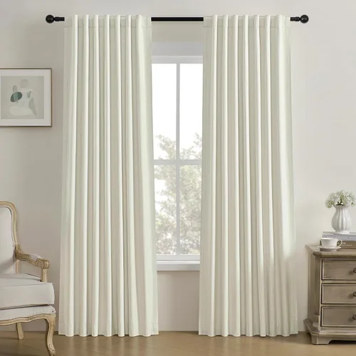 Vista 65 de Cortinas opacas de 54 pulgadas de largo para dormitorio, sala de estar, cortinas beige con aislamiento térmico, oscurecimiento de la habitación