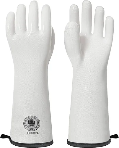 Vista 11 de Guantes de silicona para horno, 15 pulgadas, extra largos, resistentes al calor con dedos, guantes de horno de cocina, guantes de ahumador