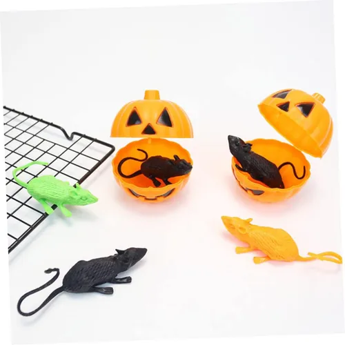 Vista 4 de 18pcs Simulation Mouse Figurine Skeleton Animals Halloween Decor Fake Poop Halloween Gnome Rats Decorations Prank Mouse Realistic Rats Soft Rubber