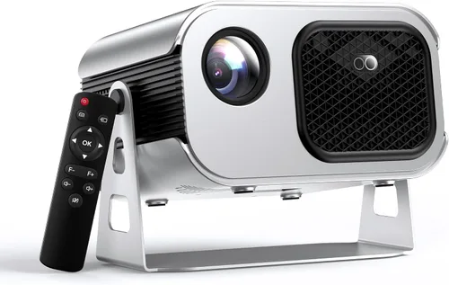 Vista 9 de Mini proyector para iPhone, proyector de películas portátil con WiFi y Bluetooth, soporte de 1080P, proyector de video giratorio de 240°