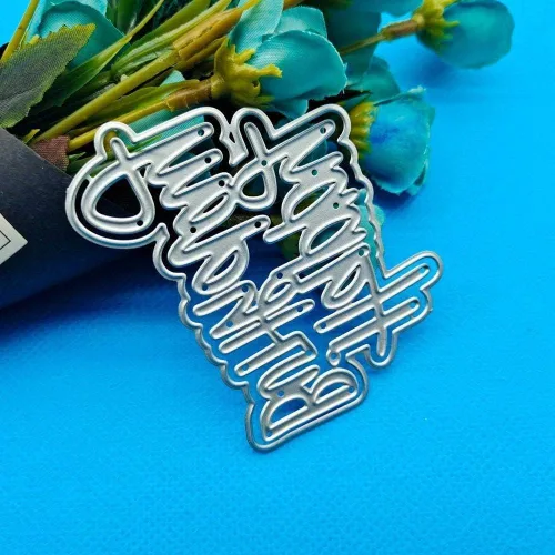 Vista 2 de Troqueles de corte de metal de feliz cumpleaños, para álbumes de recortes, álbum de fotos papeCraft para hacer tarjetas, herramienta de grabado