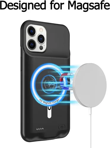Vista 5 de Funda de batería para iPhone 12/12 Pro, funda de carga portátil mejorada de 10000 mAh con carga inalámbrica compatible con iPhone 12/12 Pro