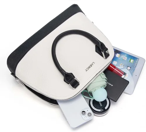 Vista 8 de Bolso con asa para mujer Classic Dome Satchel, Blanco