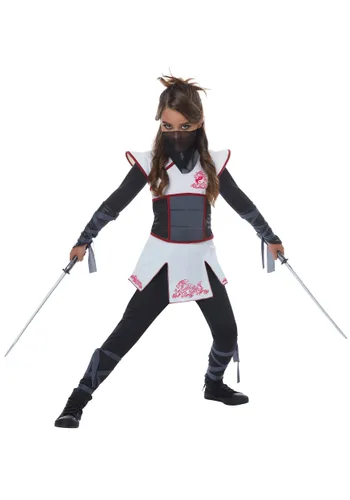 Vista 3 de Disfraz de Ninja Blanco para niñas Multicolor