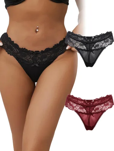 Vista 78 de ohyeah Tangas sexy de encaje tangas bragas de tiro bajo ropa interior para mujer de algodón entrepierna braga tangas bragas 4-18
