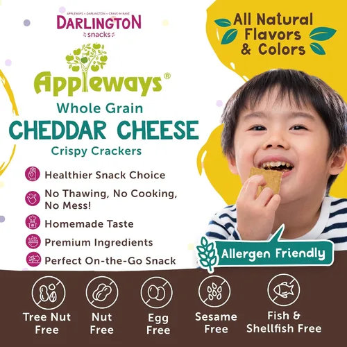 Vista 3 de Appleways Galletas de queso cheddar, patatas fritas de queso totalmente naturales envueltas individualmente, aperitivo de queso certificado Kosher