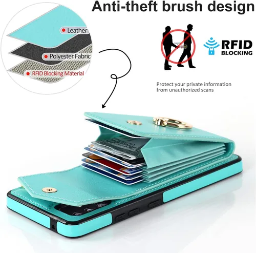 Vista 4 de Asuwish Funda de teléfono para Samsung Galaxy A32 5G 2021 de 6.5 pulgadas con protector de pantalla de vidrio templado y anillo de bloqueo RFID