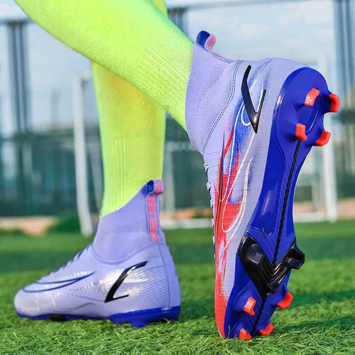 Vista 7 de ESXGED Botas de fútbol de alta calidad para mujer, zapatos de fútbol para hombre, zapatos de tacos cómodos para jóvenes, zapatos deportivos