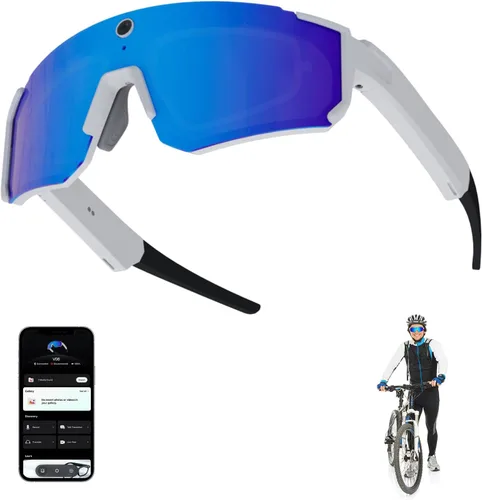 Vista 8 de Gafas inteligentes, gafas de sol polarizadas con lentes que cambian de color, resistente al agua IP65, control táctil, llamadas manos libres, marco