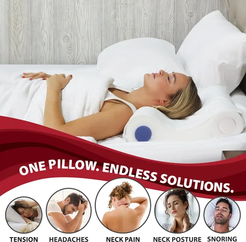 Vista 2 de Core Products Almohada cervical de doble núcleo seleccionada, soporte ortopédico para el cuello con 4 rollos ajustables para aliviar el dolor