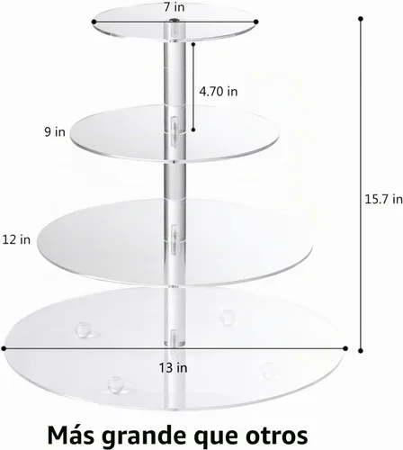 Vista 2 de AMEITECH Soporte para cupcakes, soporte redondo de 4 niveles para cupcakes, torre de postres, soporte de pastelería para bodas, cumpleaños, fiestas