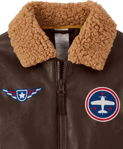 Vista 4 de Gymboree Boys' and Toddler Embroidered Faux Leather Jacket