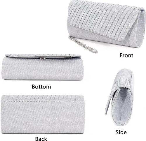Vista 3 de Naimo - Deslumbrante bolsa pequeña de solapa, con cadena desmontable para eventos nocturnos.