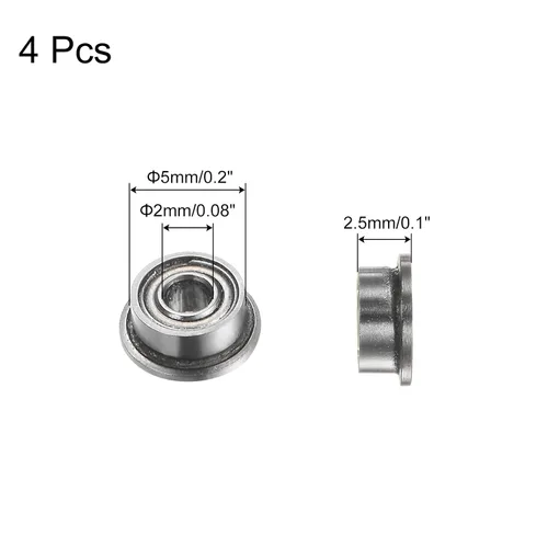 Vista 2 de uxcell MF52ZZ ensanchó el rodamiento de bolas, 4pcs 6.6x16.4x8.2 ft m acero cromado doble blindado ABEC1 cojinetes de brida Double Shielded, ABEC1